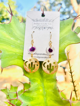 Indigo & Lily Cactus & Baby's Breath Earrings