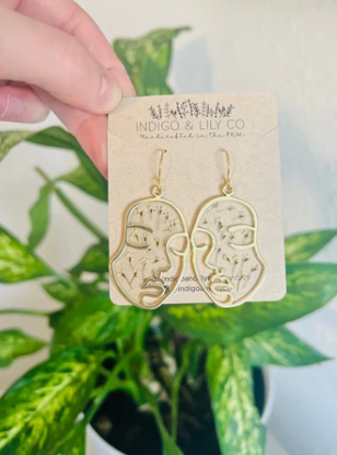 Indigo & Lily floral face earrings