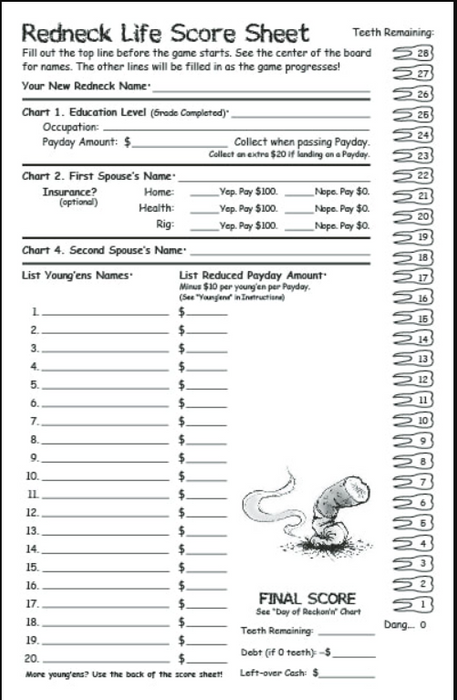 Gut Bustin' Games REDNECK LIFE Score Sheet Pads