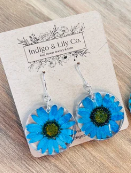 Indigo & Lily Dyed Daisy Earrings