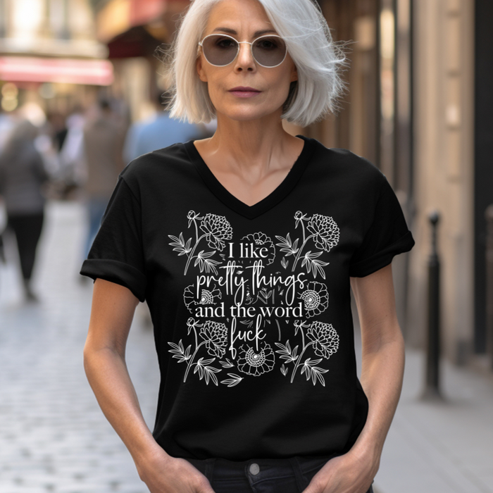 HandCrofted V-Neck White/Black Pretty Things Tee