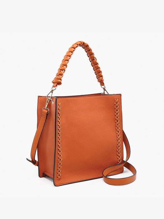 Jen & Co Esme Whipstitch Detail Tote w/ Braided Handle