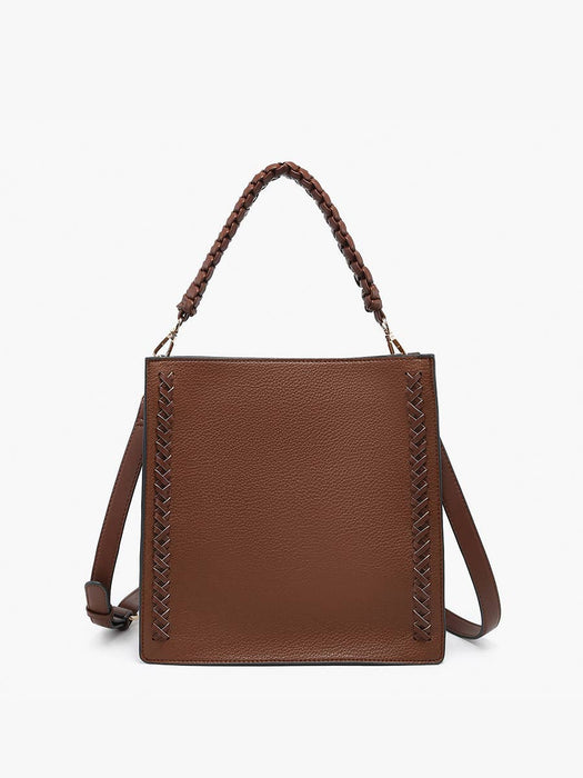 Jen & Co Esme Whipstitch Detail Tote w/ Braided Handle