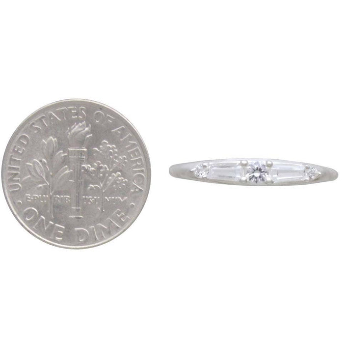 Nina Designs - Sterling Silver - Tapered Baguette Crystal Ring