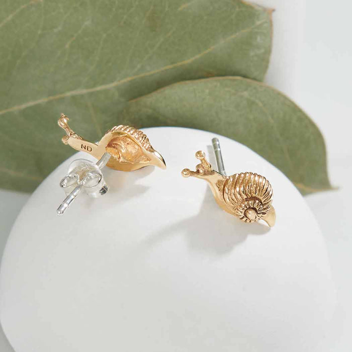 Nina Designs - Sterling Silver or Bronze Tiny Snail Post Earrings 6x14mm