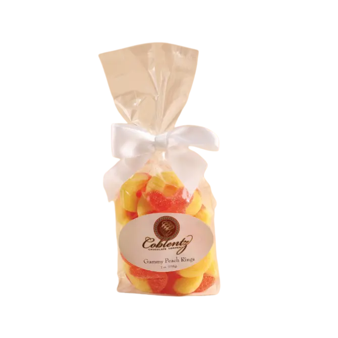 Coblentz Chocolate Company - Peach Rings Bag With Bow