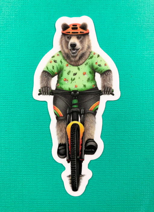 Abundance Illustration Mountain biking bear sticker