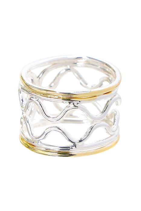 Zoey Simmons - Two Tone Handmade Wavy Coil Wide Ring - SF