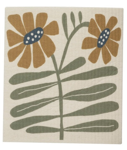 Creative Co op Reusable Cellulose Sponge Cloth w/ Flowers