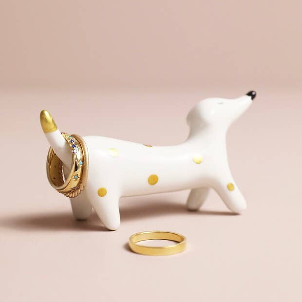 Lisa Angel - Ceramic Sausage Dog Ring Holder