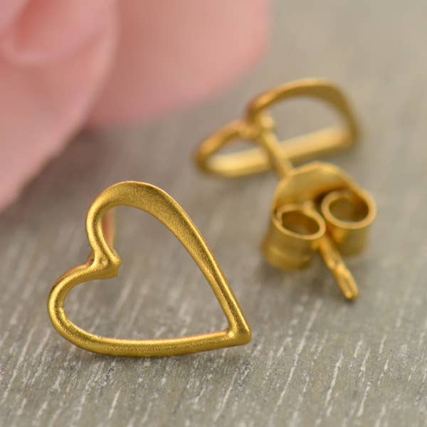 Nina Designs - Sterling Silver or Gold Openwork Heart Post Earring 9x8mm