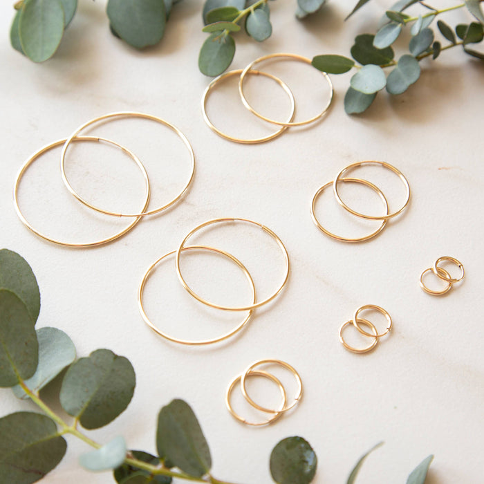 Stowaway Jewelry Gold Endless Hoops: Medium (24mm)
