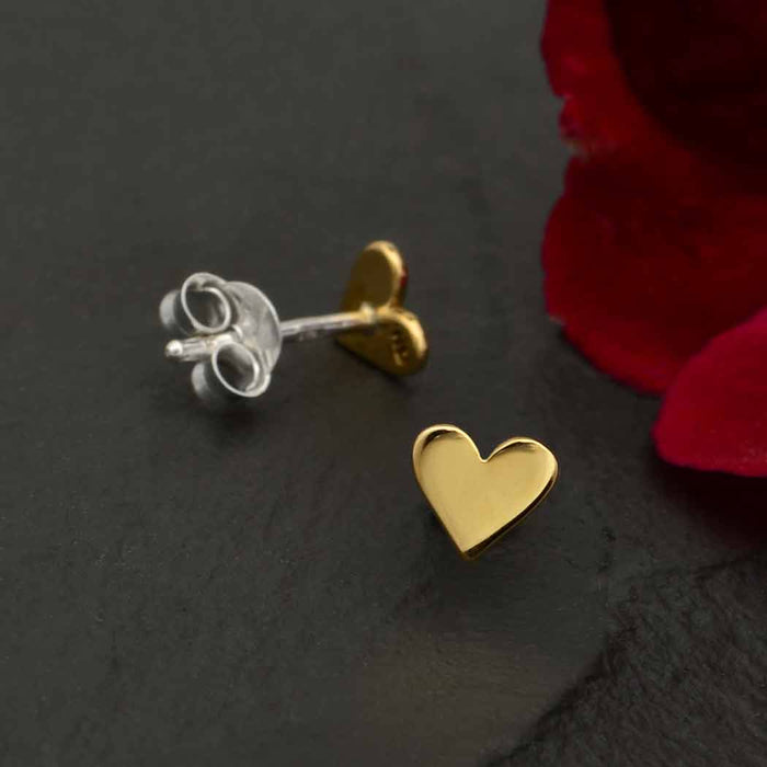 Nina Designs - Silver, Bronze or Gold Tiny Heart Stud Earrings 5x5mm