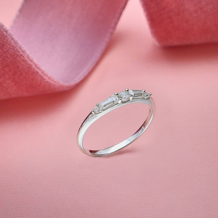 Nina Designs - Sterling Silver - Tapered Baguette Crystal Ring
