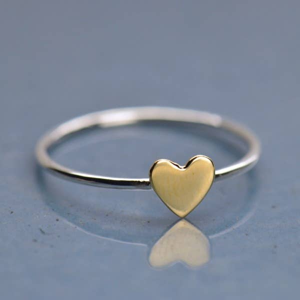 Nina Designs Sterling Silver Ring with Tiny Bronze Heart