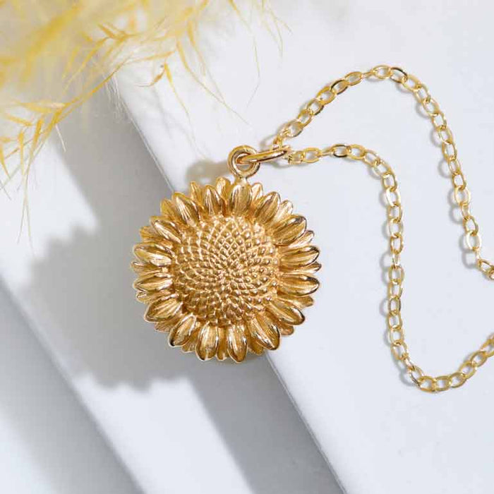 Nina Designs - Bronze Sunflower Necklace with Gold Fill 18 Inch Chain