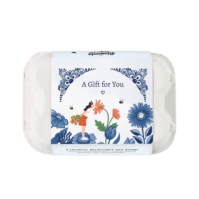Buzzy Seeds Grow Gifts - “A Gift for You” Wildflower Egg Carton | 6 Seed Balls