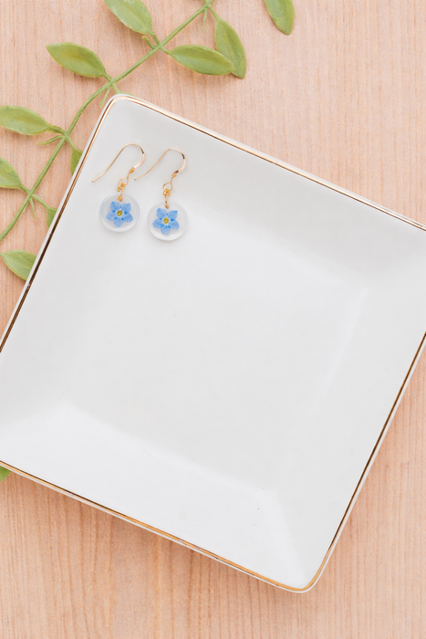Indigo & Lily Co. - Pressed Forgetmenot Earrings, 14k gold filled