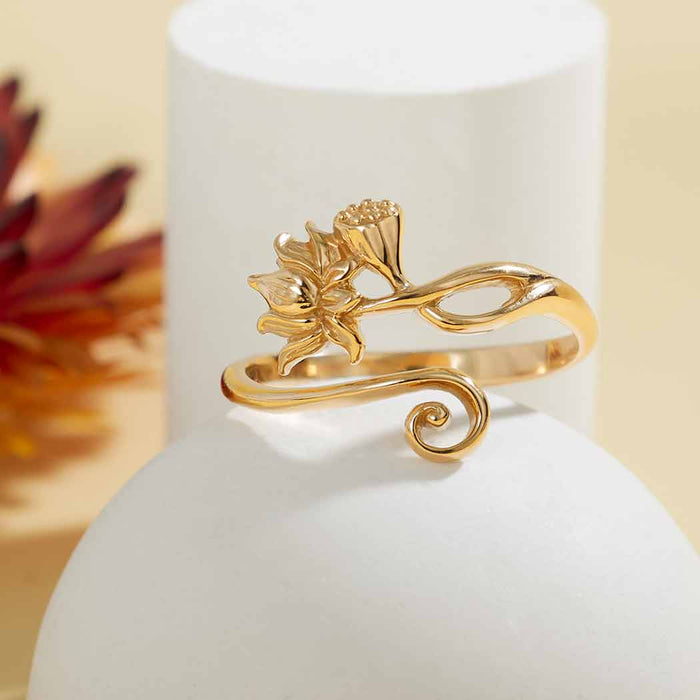 Nina Designs - Sterling Silver or Bronze Adjustable Lotus Ring