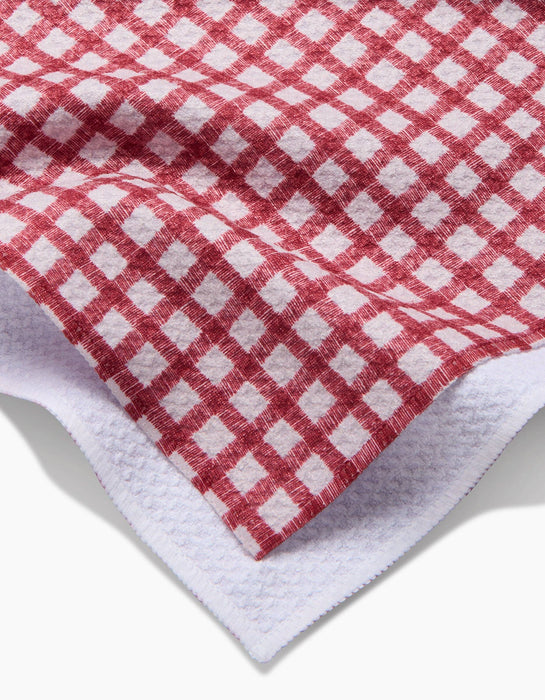 Geometry - Fireside Plaid Red Tea Towel