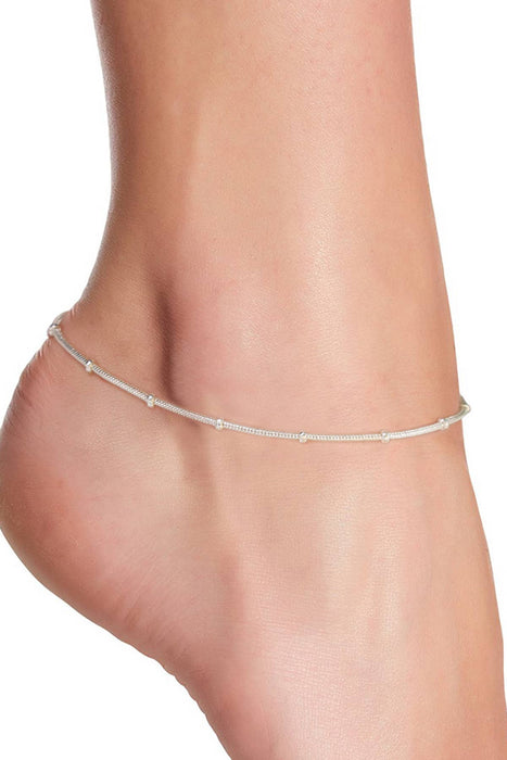 Zoey Simmons - Silver Plated 1mm Bead Chain Anklet