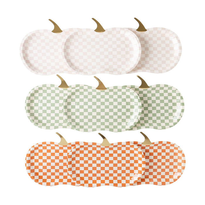 My Mind’s Eye - THP1144 - Checkered Pumpkin Plate Set