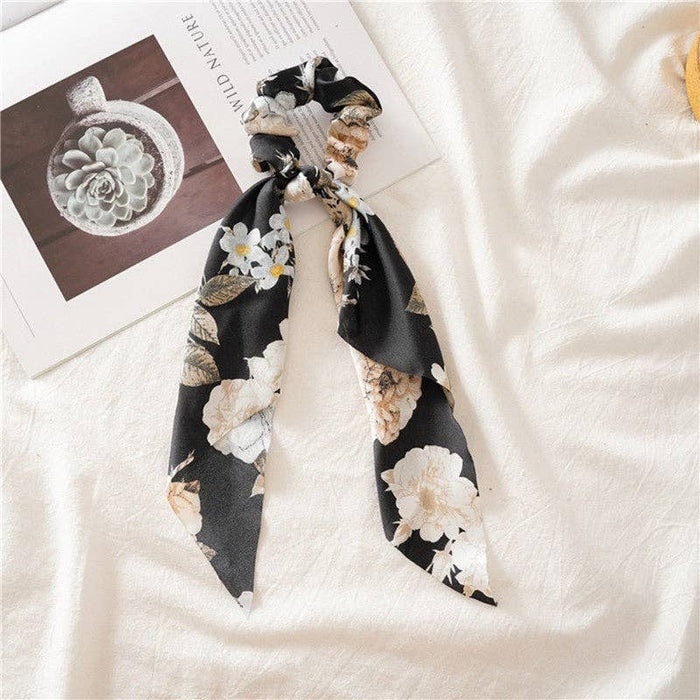ShieldChic - Floral Ribbon Scarf Pony Scrunchie