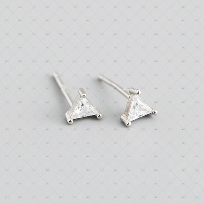 Gioiellin S925 Silver Triangular Zircon Earrings: Silver / White