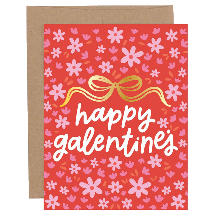Pippi Post - Happy Galentine's Bow & Flowers Valentine's Greeting Card