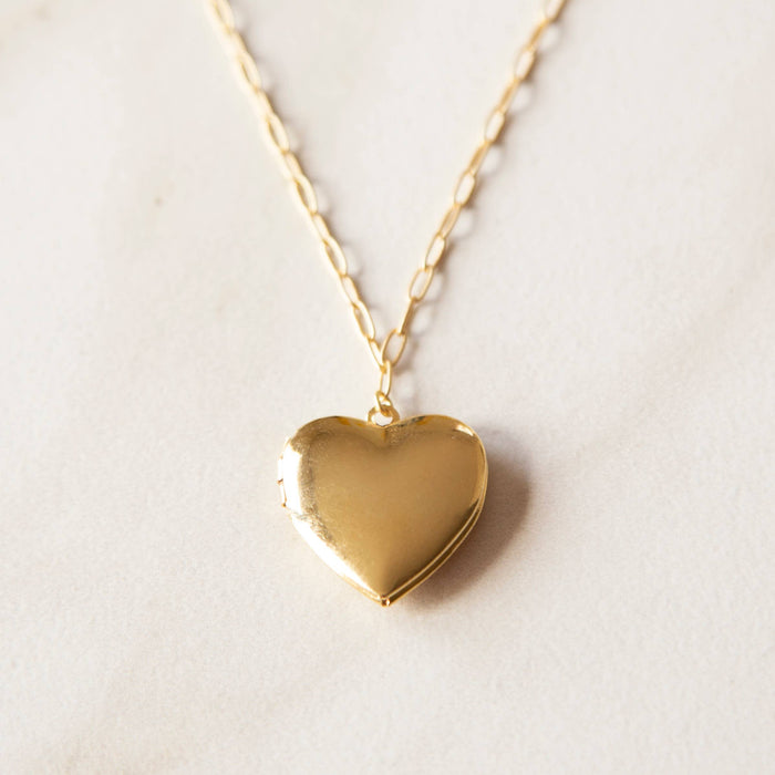 Stowaway Jewelry - Large Gold Heart Locket Necklace