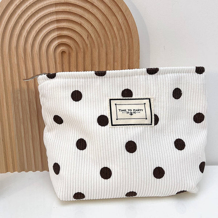 ACCITY - CORDUROY RETRO POLKA DOT MAKEUP BAG STORAGE BAG_CWAB1220