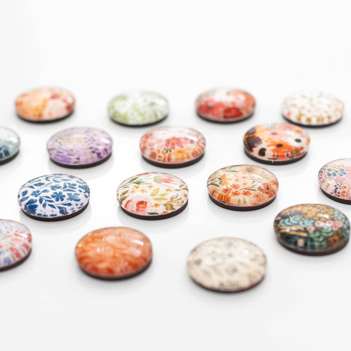 Elyse Breanne Design - Glass Magnets, Box Set of 8 Floral Magnets