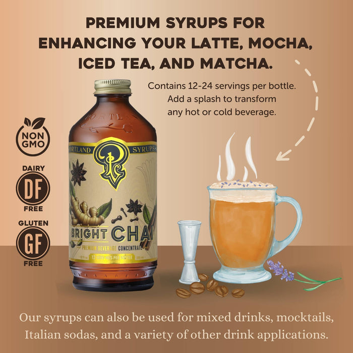 Portland Syrups - Bright Chai Syrup 12oz - cocktail / mocktail / coffee drinks