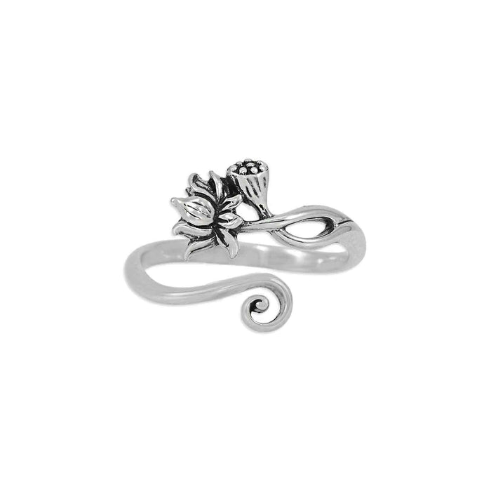 Nina Designs - Sterling Silver or Bronze Adjustable Lotus Ring