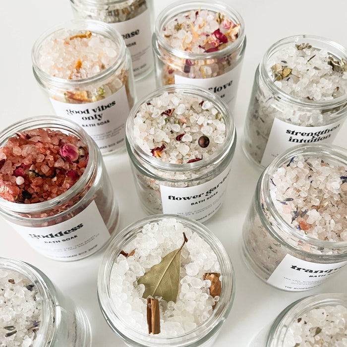 The Bohemian Box Shop - Release Bath Soak Packet - 8oz Glass Jar of Bath Salts