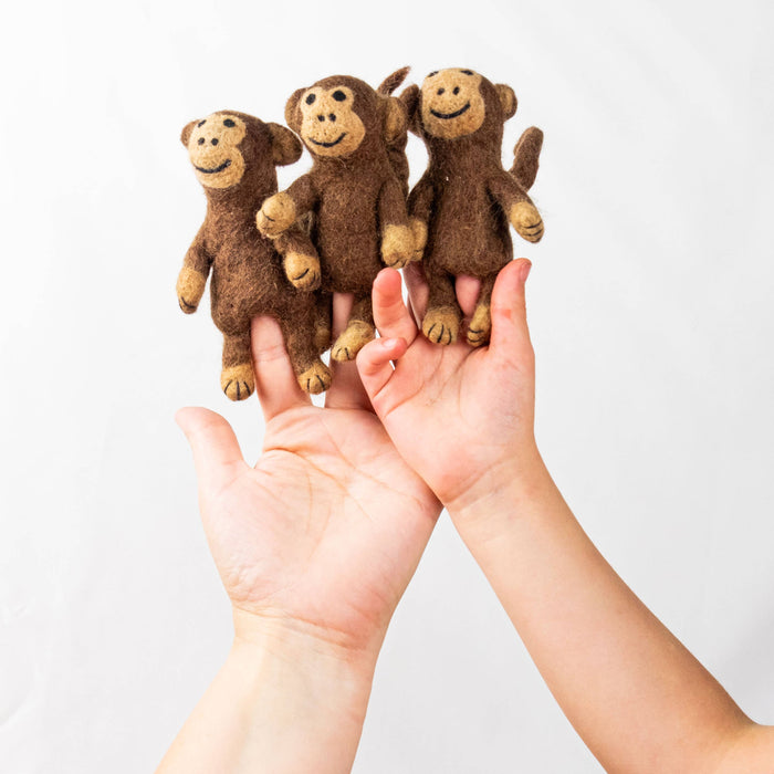 The Winding Road Felt Finger Puppets - Monkey