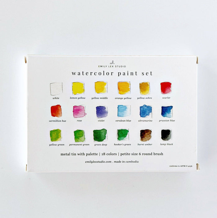 emily lex studio - Watercolor paint set 18 colors with brush