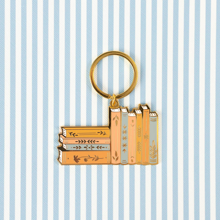 Elyse Breanne Design - Stack of Books Metal Keychain 2.5x1.5in. | Bookish & Reading