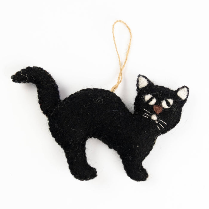 The Winding Road - Ornament - Felt Black Cats - Halloween Decor! NEW!