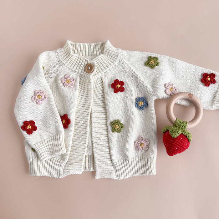 The Blueberry Hill - Cotton Flower Cardigan Color Baby Sweaters Clothing