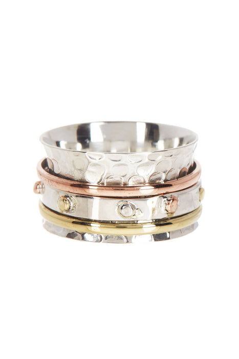 Zoey Simmons - Hammered Tri Tone Spinner Ring