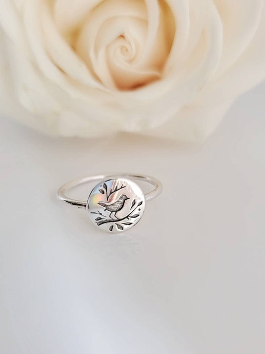 Ring Lizard Jewelry - Songbird Women's Ring – 925 Sterling Silver with Engraved Detail