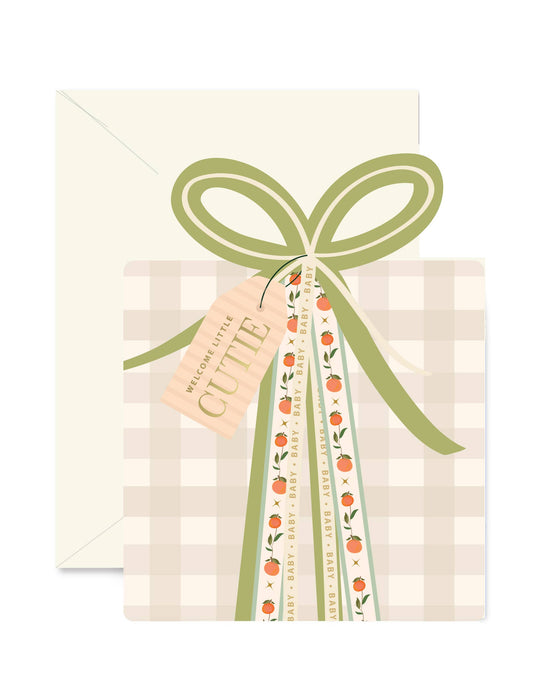 Ginger P. Designs - Cutie Gingham Baby Gift Die-Cut Greeting Card
