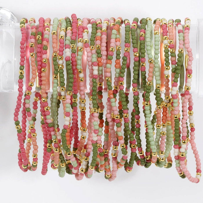 Splendid Iris - Set/24 Asst 2mm Stretch Seed Bead Bracelets