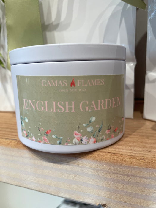 Camas Flames White Tin Candle