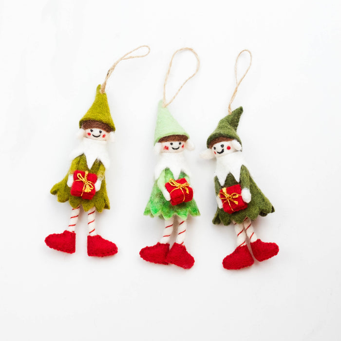 The Winding Road - Felt Elf Christmas Ornaments