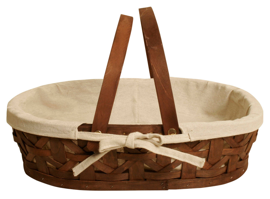 WALD IMPORTS - 17" Stained Woodchip Basket w/Cloth Liner