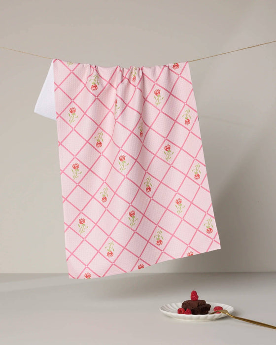 Geometry - Rose Lattice Tea Towel