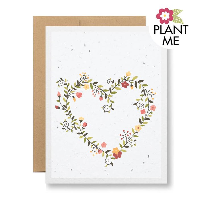 Seedy Cards - Plantable Seed Paper Greeting Card - {heart wreath}