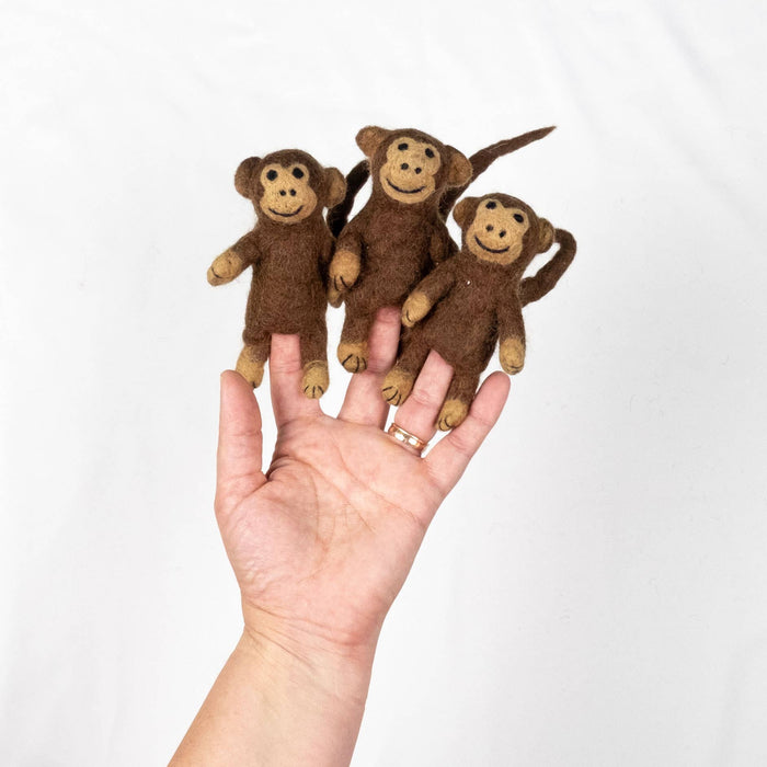 The Winding Road Felt Finger Puppets - Monkey